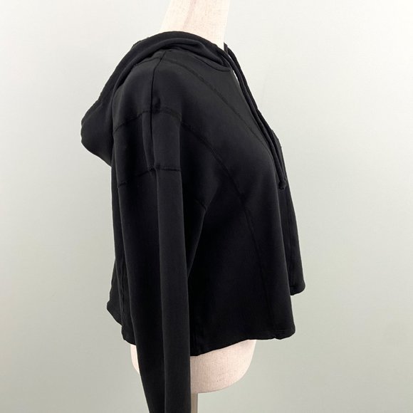 🌸SOLD🌸 NWT NUX | Organic Cotton Black Pullover Cropped Sweatshirt Hoodie Small - Picture 6 of 9